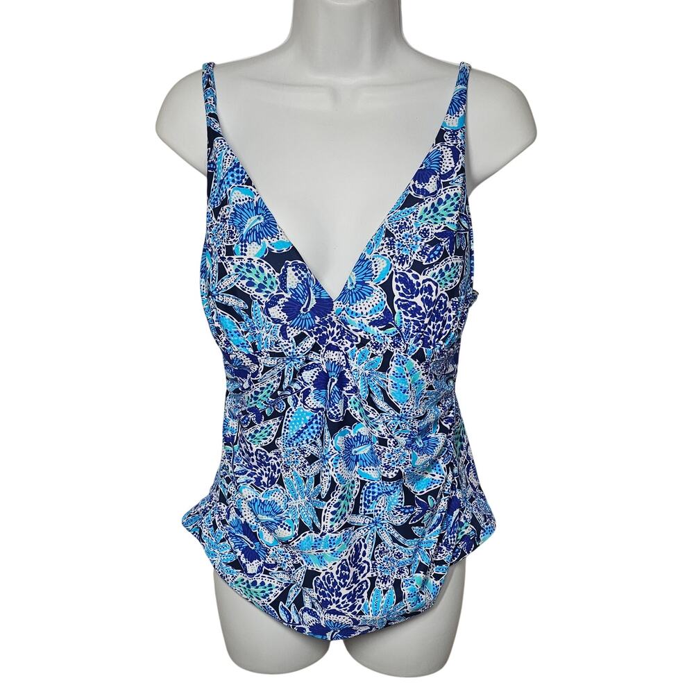 Stella Parker Draped Tankini Tummy Toner Swim Top Women's Large